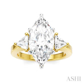 1/2 Ctw Marquise Shape Trillion and Round Cut Diamond Semi-Mount Engagement Ring in 14K Yellow and White Gold